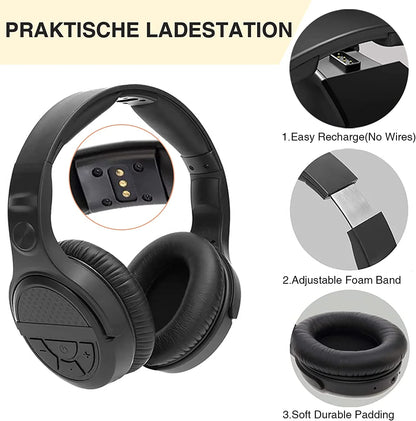 Wireless Headphones for TV, TV Headphones Wireless Over-Ear, Wireless Headphones with 2.4Ghz Digital Transmitter, No Delay, TV Wireless Headphones with Charging Station, Plug and Play
